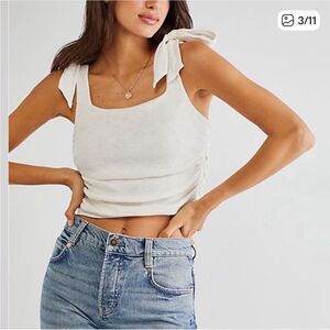 Free People Boulevard Ruched Cropped Knit Tank Size XS